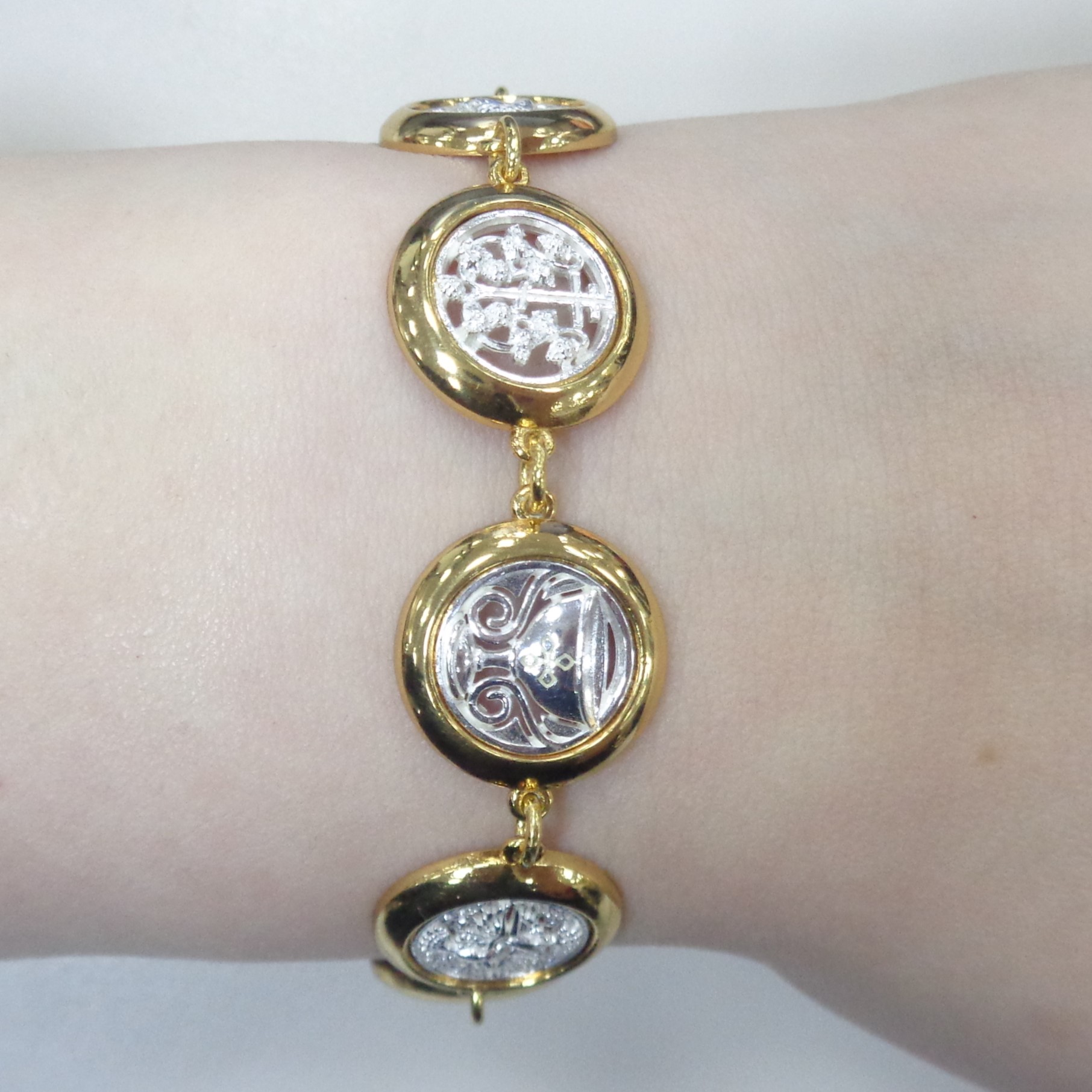 Серебряный браслет "Символы православия"